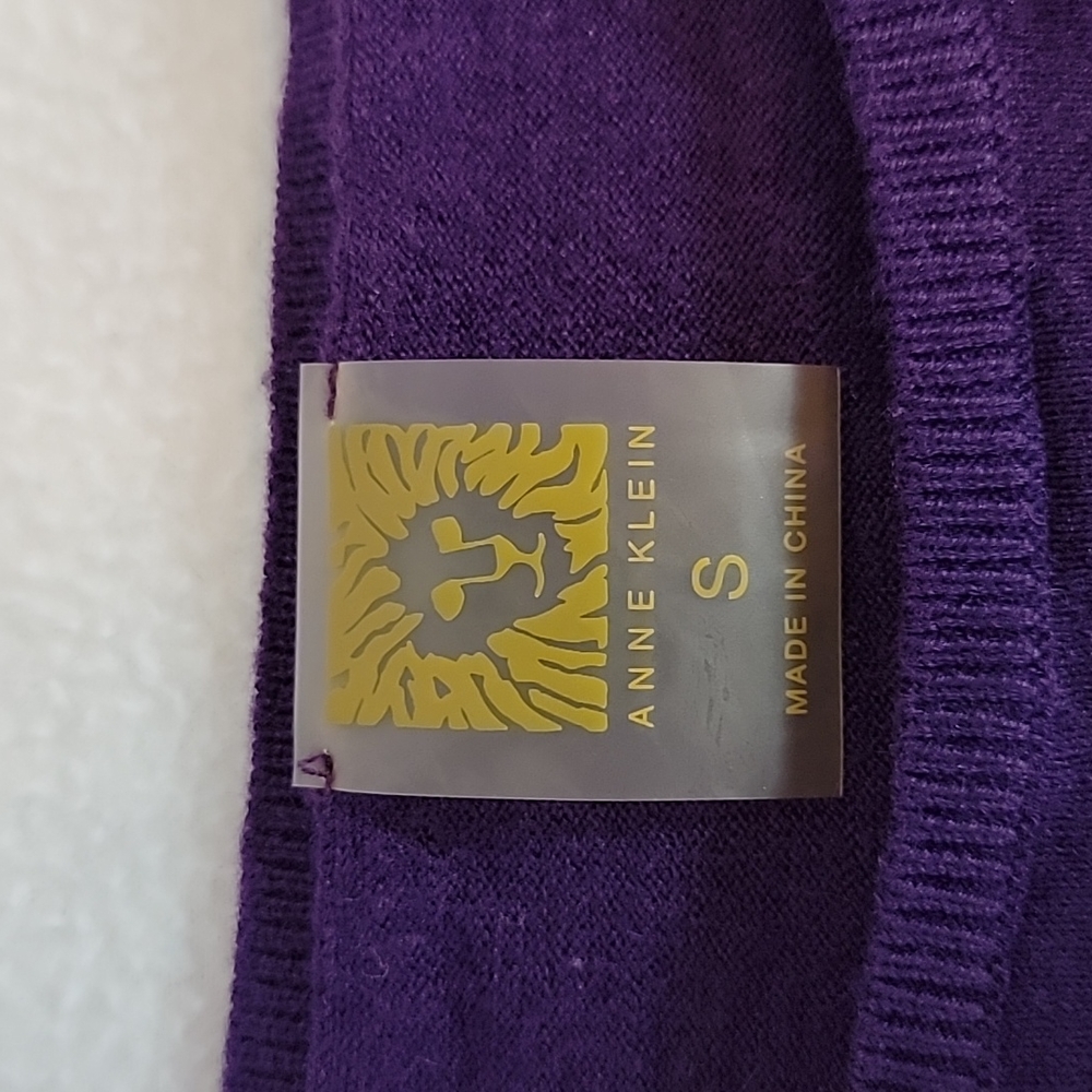 Anne Klein Women's Purple Long Sleeve Knit Sweater, S - Picture 6 of 9